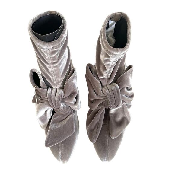 Giuseppe Zanotti Gray Soft Velvet Bow Stiletto Heel Ankle Boots Booties Sz 37 - Picture 7 of 9